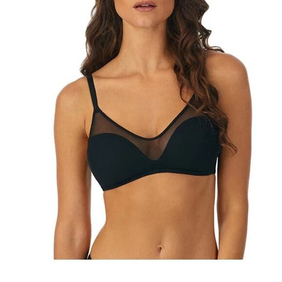 Le Mystere Bra 34B Sheer Illusion Wirefree Lightly Padded Plunge NEW NWT - Picture 1 of 10